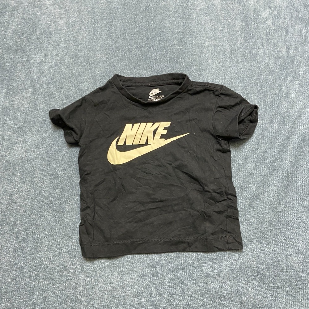 Nike T Shirt Toddler Kids 2T Black Graphic Swoosh Logo Short Sleeve‎ Crew Neck